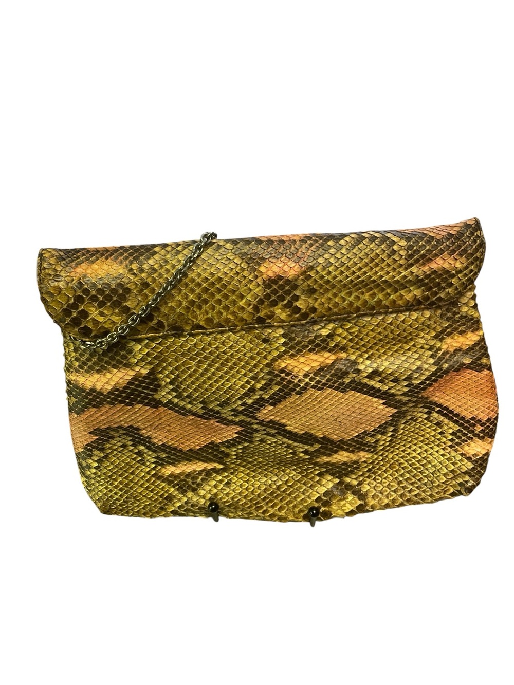 Caprice Yellow multicolor Snakeskin Fold-Over Chain Clutch